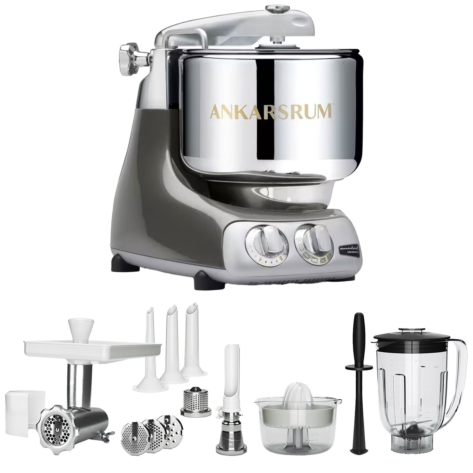 Akm 6230 Køkkenmaskine   Deluxe Pakke  Black Chrome