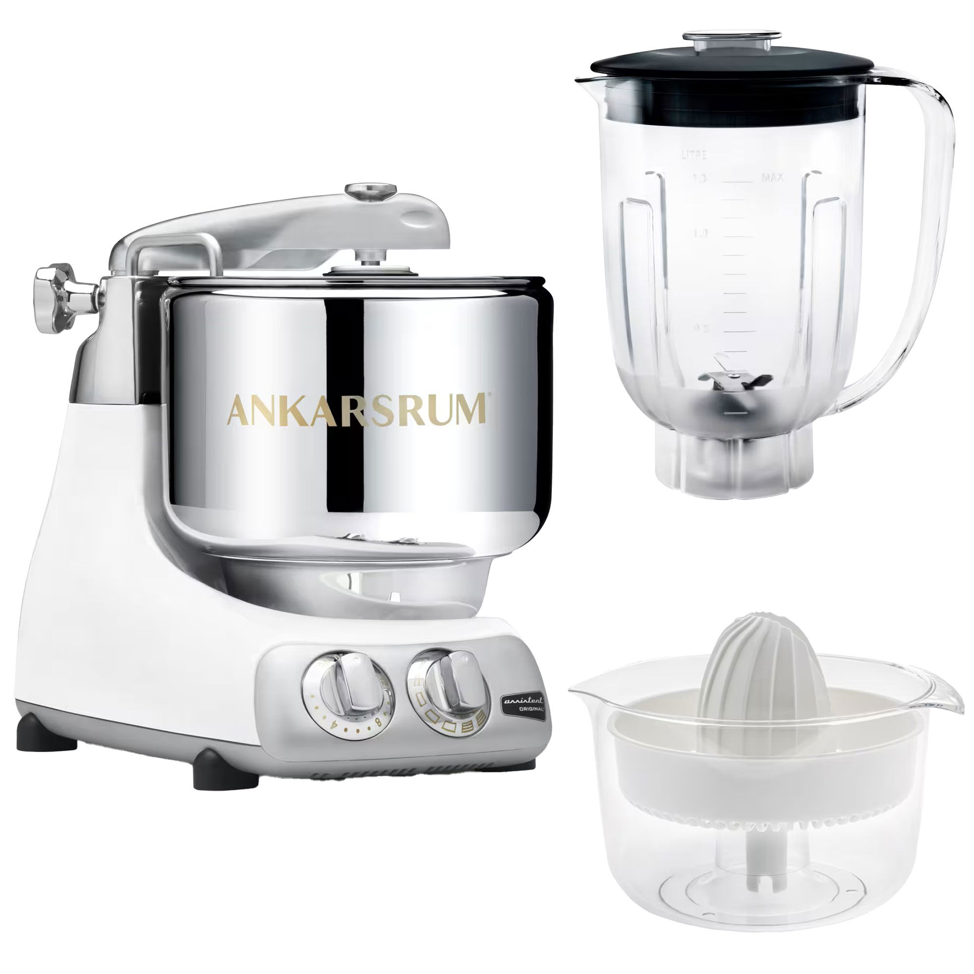 Ankarsrum Assistent Akm6230   Mikserkande Og Citruspresser  Glossy White