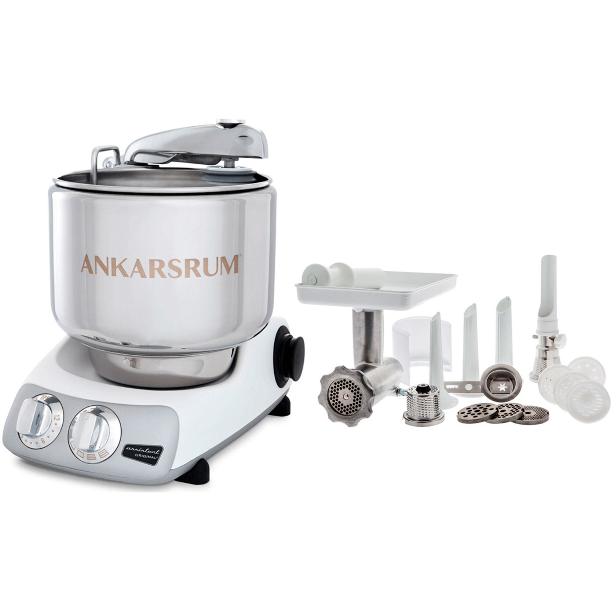 Assistent Akm 6230 Røremaskine   Komplet Kødhakker  Glossy White