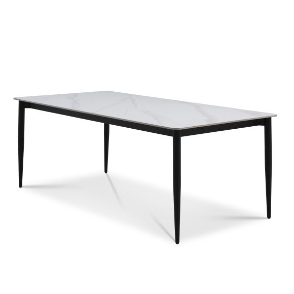 Arctic Classic Spisebord  Rektangulær Hvid Keramik Og Sort Metal  100x220