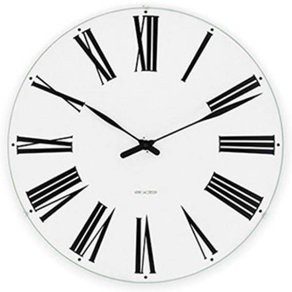 Arne Jacobsen Roman Vægur  :48 Cm Hvid Sort