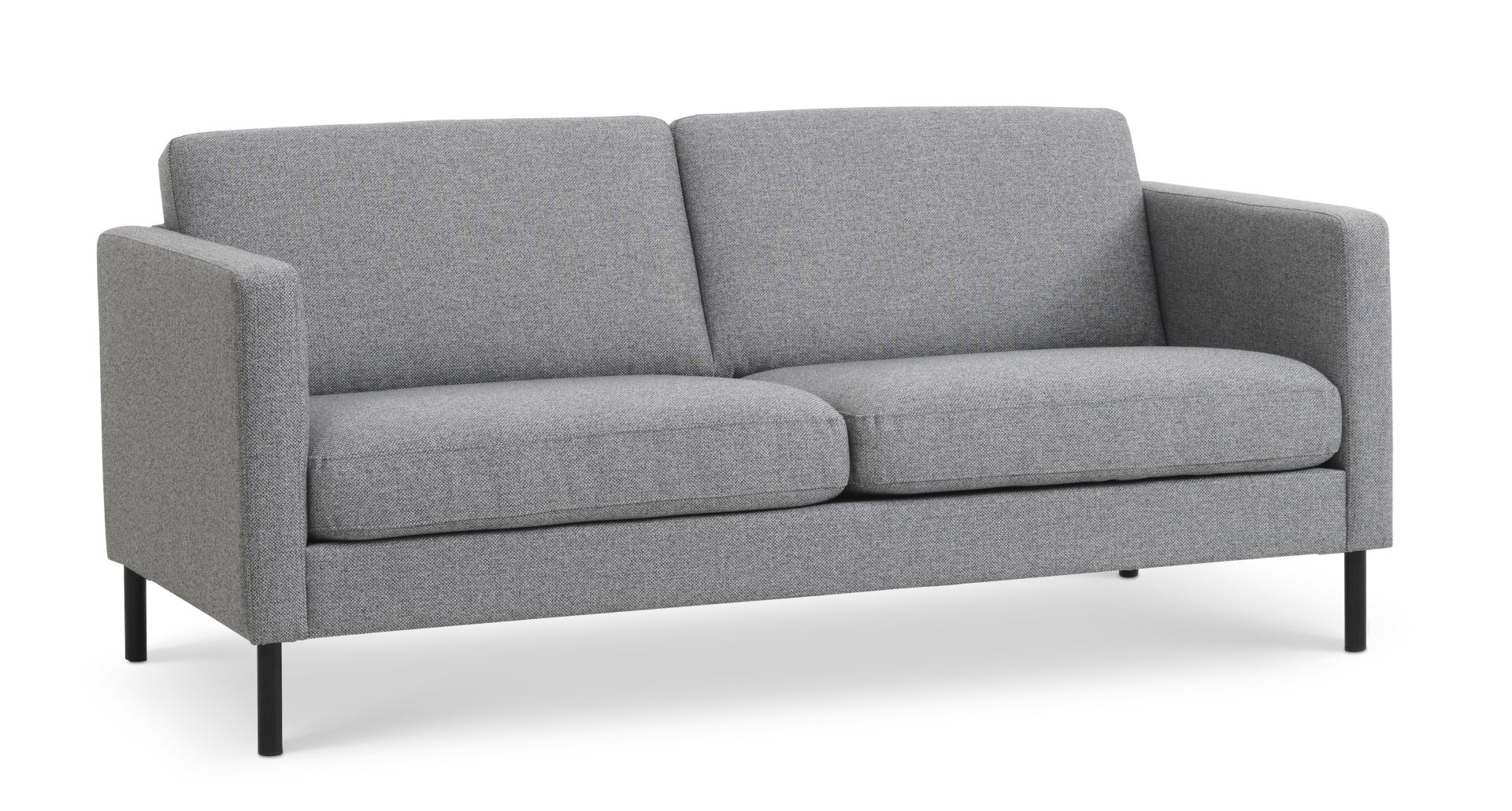 Ask     Pers  Sofa Lys Granitgrå Polyester Stof Og Sort Metal