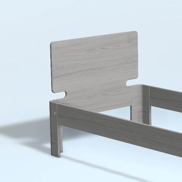 Auping Auronde Gavl Enkeltseng Høj Model Chalk Grey Oak 100 Cm
