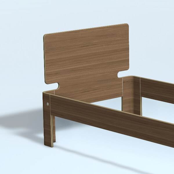 Auping Auronde Gavl Enkeltseng Høj Model Natural Walnut 80 Cm
