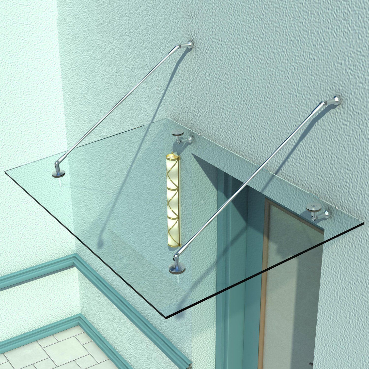 Baldakin Dørbaldakin  Hærdet Glas  304 Rustfrit Stål Klar Glas 150   90 Cm
