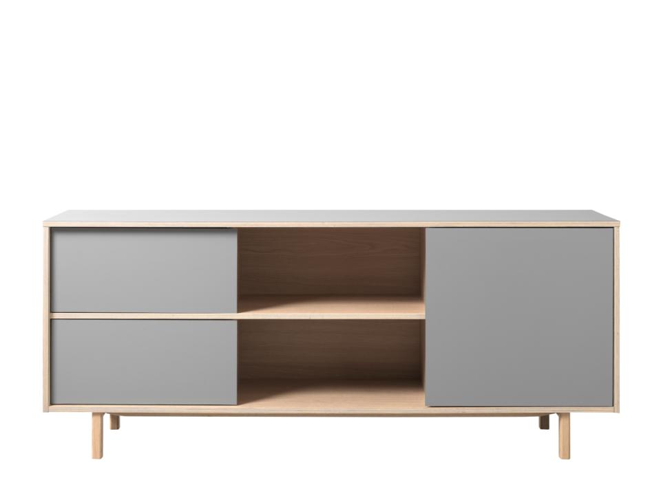Unique Furniture Bilbao Skænk       Låger Og   Hylder Grå Hpl Og Hvidpigmenteret Egefinér   :180