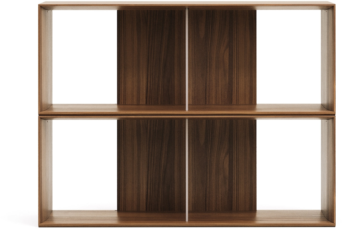 Bogreol Kave Home Litto Modulopbygget   Mdf Med Valnøddetræsfiner Mørk Natur H76ã B101ã D30 Cm