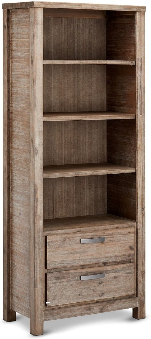 Bogreol Raymond   Hallmark Boston   Robust Akacietræ Med   Hylder     Skuffer  200x80x40 Cm  Brun