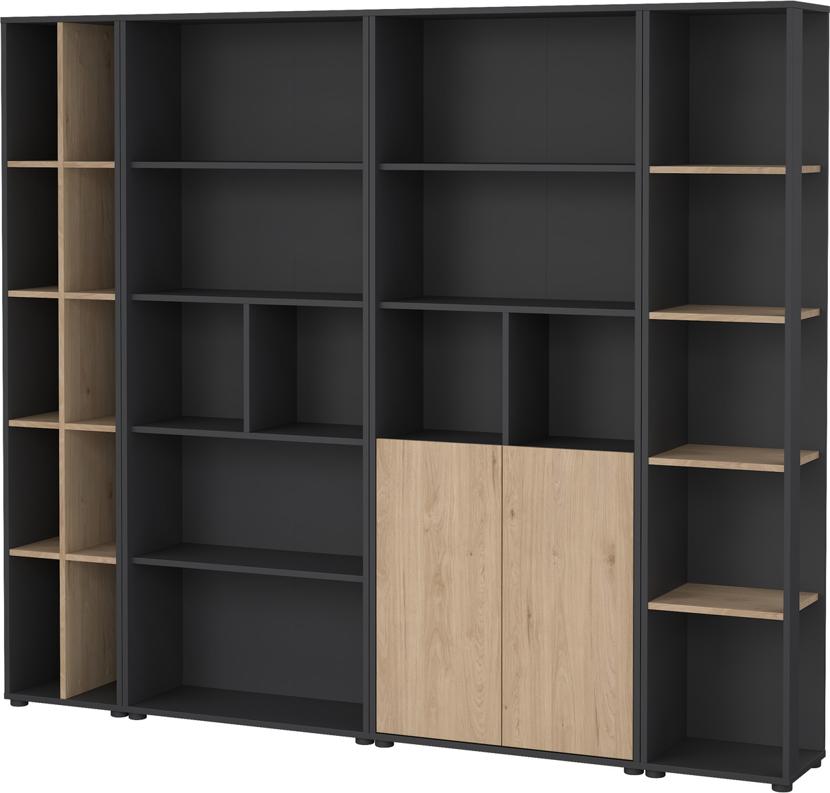 Bogreol Vesterholm Formé Opbevaringsreol   Spånplade Jackson-hickory Matgrå H205ã B241ã D34 Cm