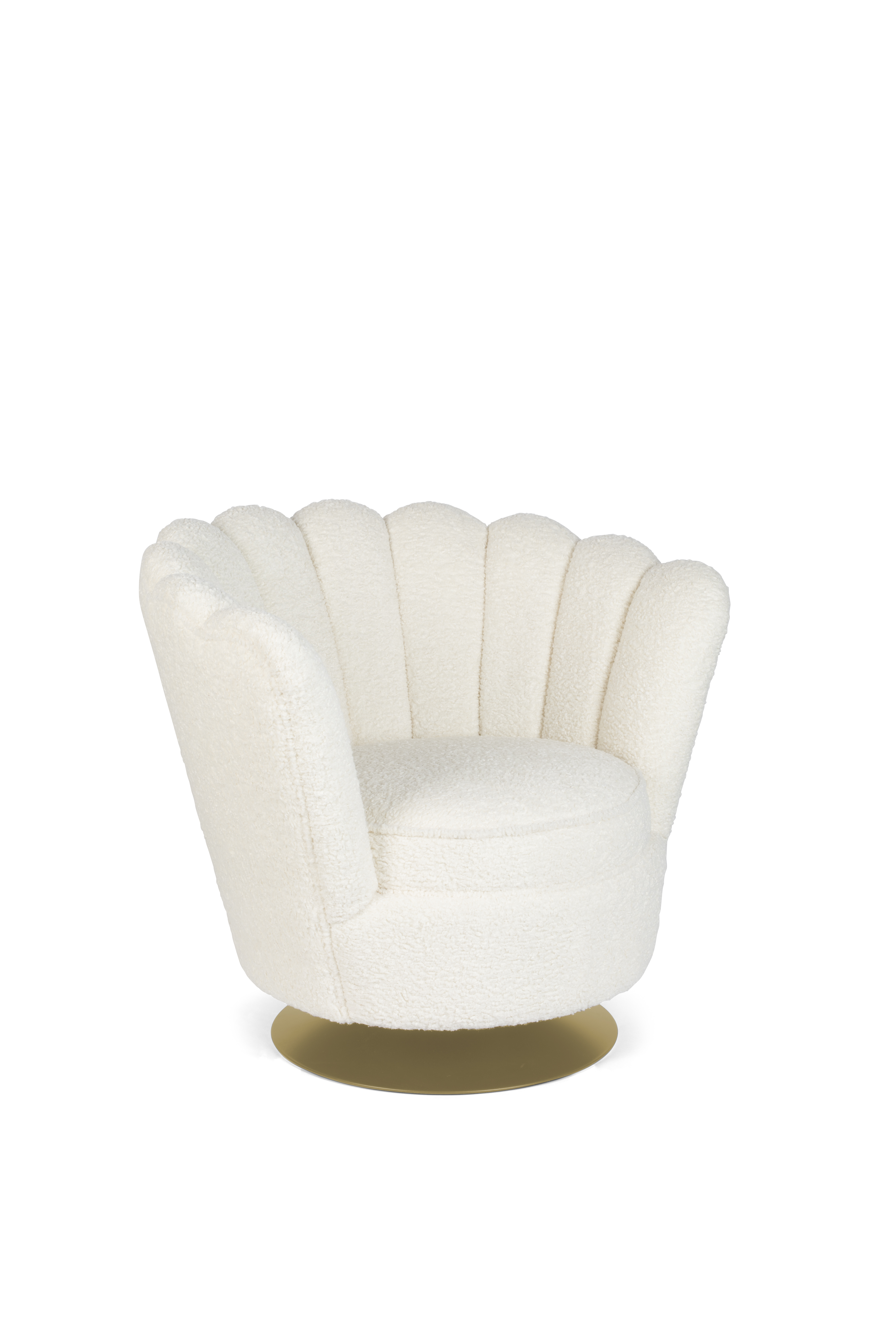 Bold Monkey Mother Of All Shells Drejestol     Armlæn Hvid Bamsestof Polyester Og Guld Stål