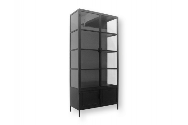 Brande Vitrineskab   Metal 92x40x201   Cm Sort