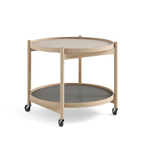 Brdr  Krüger Bølling Bakkebord 60 Cm  Eg Ubehandlet  Bakke  : Lys Grå Mørk Grå   Bakke  : Sort Hvid