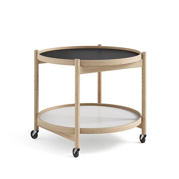 Brdr  Krüger Bølling Bakkebord 60 Cm  Eg Ubehandlet  Bakke  : Sort Hvid Bakke  : Cognac Sort