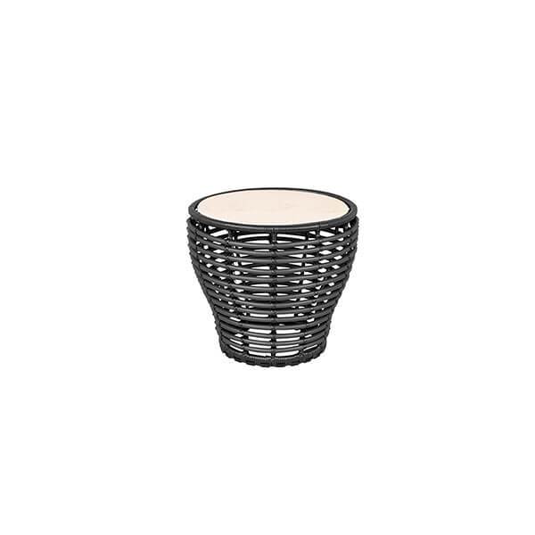 Cane-line Basket Sofabord Lille Stel: Grafit Bordplade: Tevertin