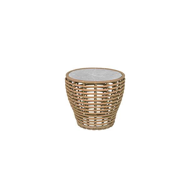 Cane-line Basket Sofabord Lille Stel: Natur Bordplade: Grå