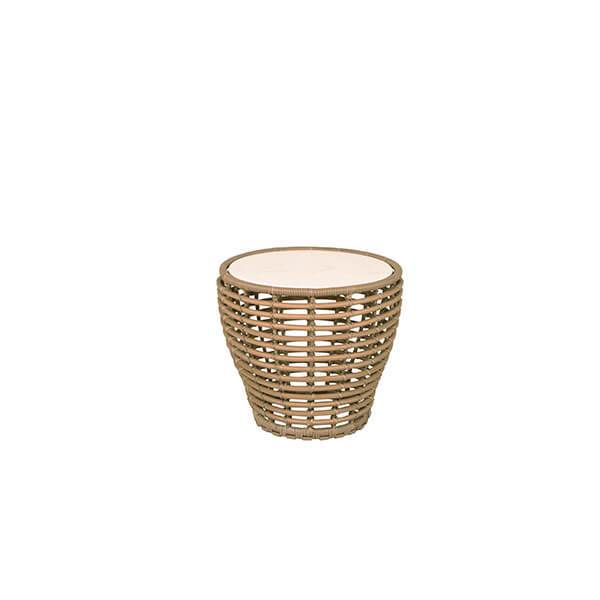 Cane-line Basket Sofabord Lille Stel: Natur Bordplade: Tevertin