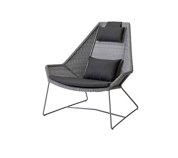 Cane-line Breeze Highback Havestol Lysegrå Med Hynde   Sort