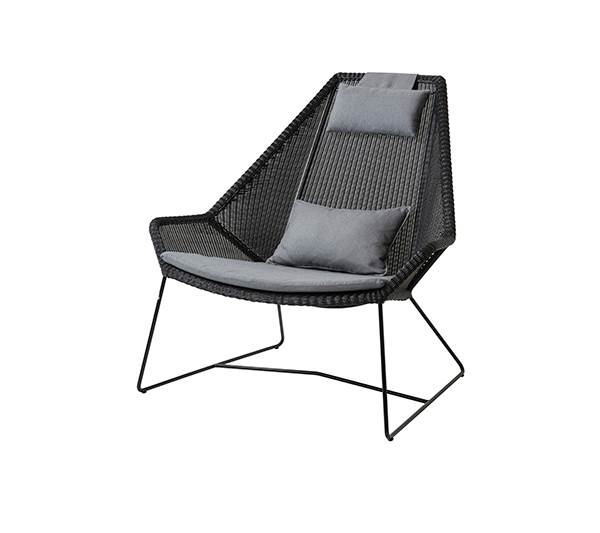 Cane-line Breeze Highback Havestol Sort Med Hynde   Grå