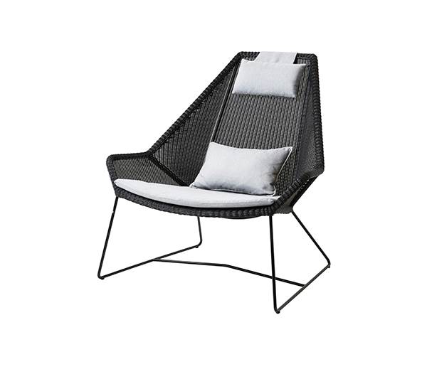 Cane-line Breeze Highback Havestol Sort Med Hynde   Lysegrå
