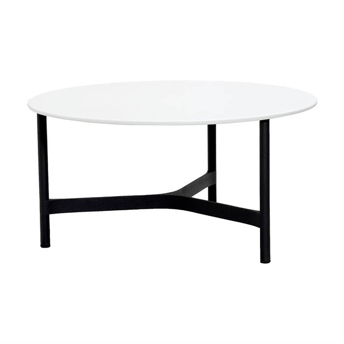 Cane-line Twist Sofabord Rundt   90 Cm  Stel: Lavagrå Bordplade: Hvid