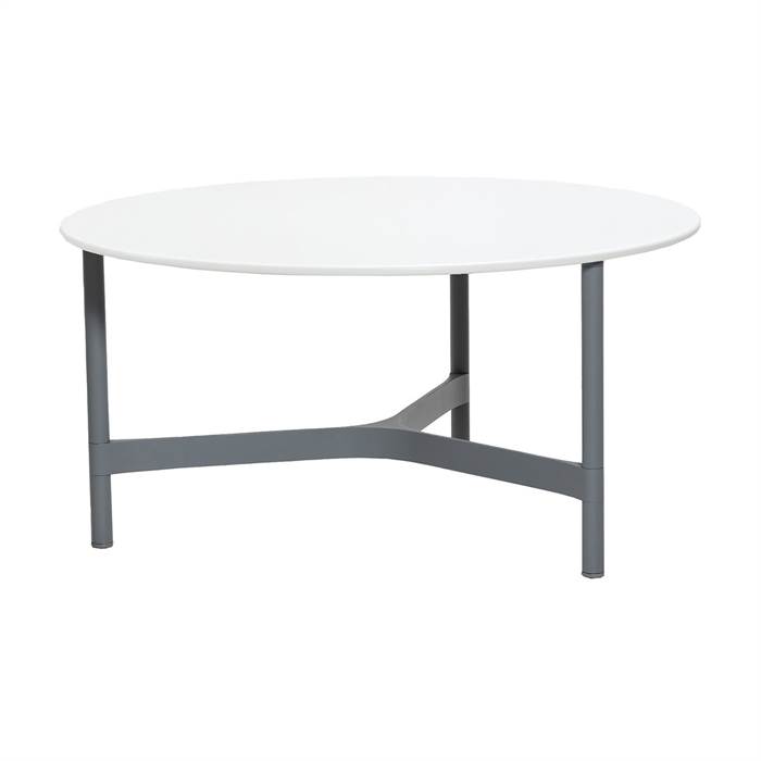 Cane-line Twist Sofabord Rundt   90 Cm  Stel: Lysegrå Bordplade: Hvid