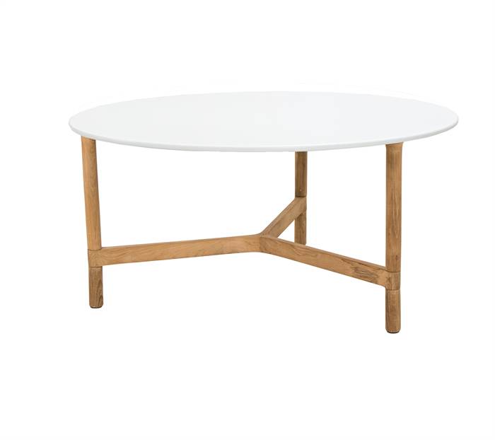 Cane-line Twist Sofabord Rundt   90 Cm  Stel: Teak Bordplade: Hvid