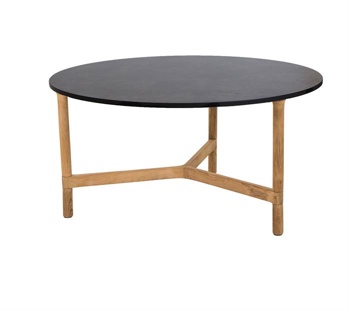 Cane-line Twist Sofabord Rundt   90 Cm  Stel: Teak Bordplade: Mørk Grå