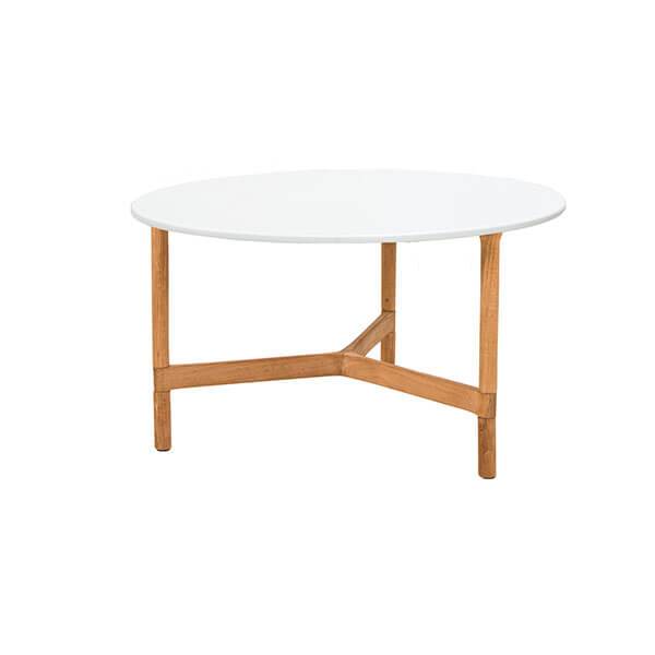 Cane-line Twist Sofabord ø70 Cm Teak Stel Bordplade: Hvid