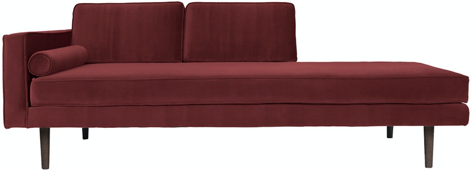 Chaiselong Sofa Broste Copenhagen Wind Rød Velour Loungesofa Ekstra Blød 200x88x74 Cm