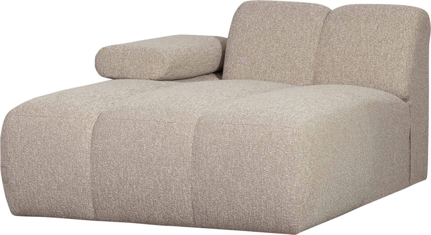 Chaiselongemodul Woood Mojo Modulsofa  Beige Melange Bouclé  Venstre Armlæn  H74ã B124ã D162 Cm