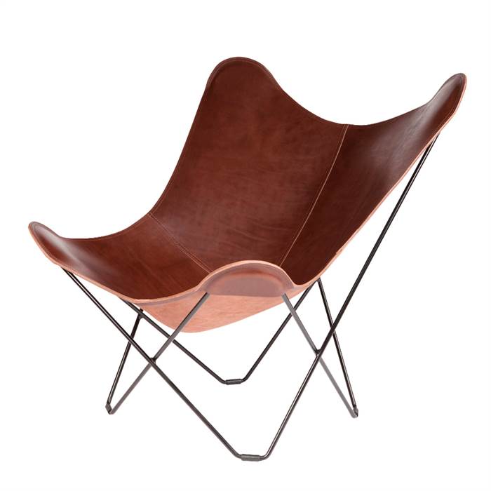 Cuero Pampa Mariposa Flagermusstol Chocolate Sort Stel