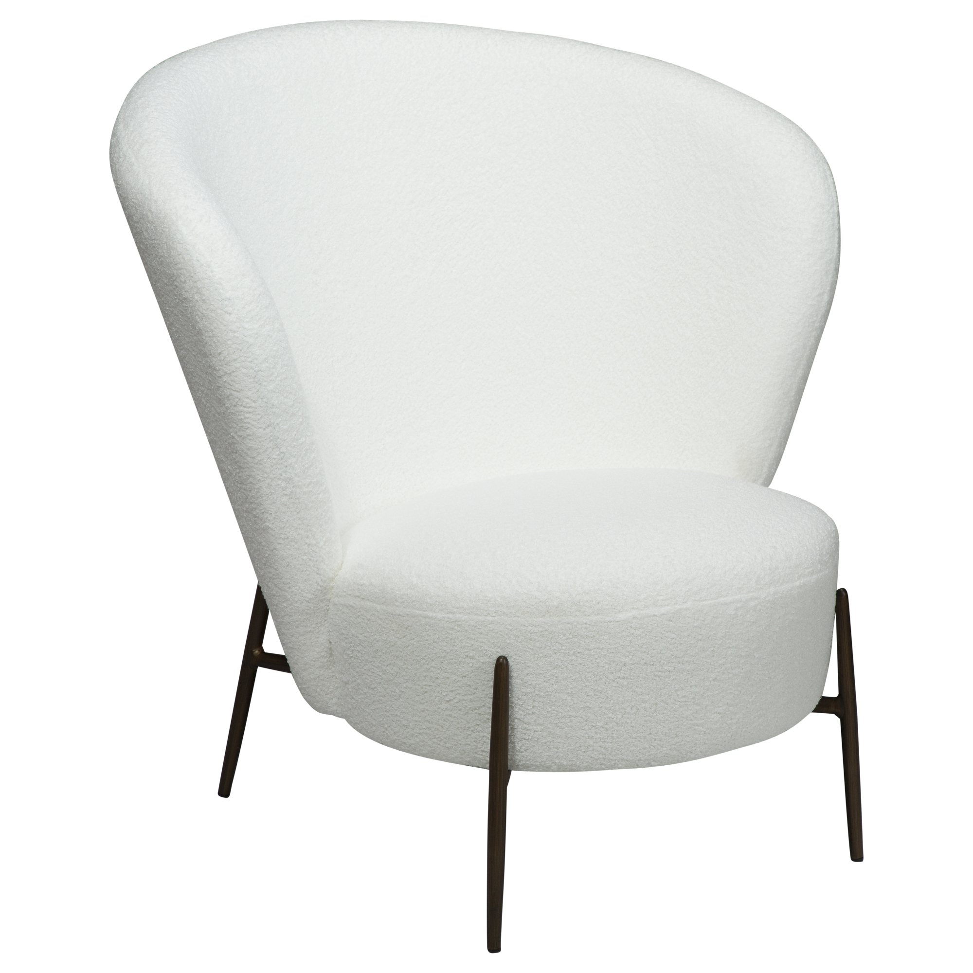 Dan-form Orbit Loungestol Snow Rpes Bouclé Med Antikke Messing Ben