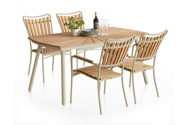 Daneline Eva Teak Havemøbelsæt     Stole 90x160 Cm Latte