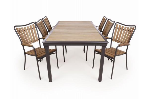 Daneline Eva Teak Havemøbelsæt 102x219 Cm Grå