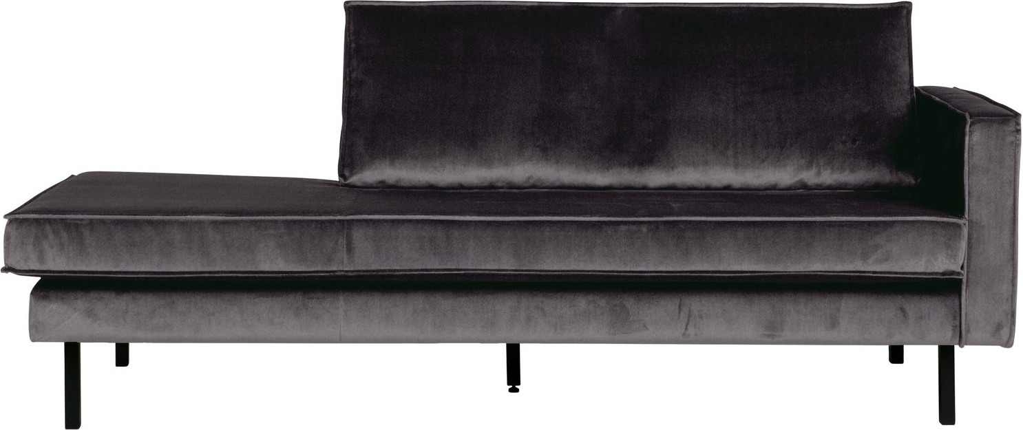 Daybed Loungemøbel Woood Rodeo Højrevendt Antracit Velour 203 Cm Bred
