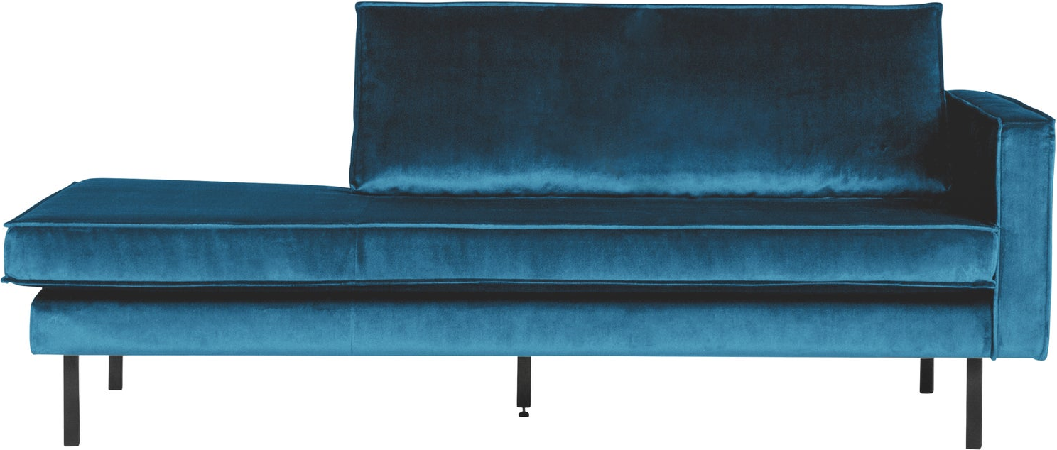 Daybed   Loungesofa Woood Rodeo Blå Velour 203x86 Cm Højrevendt  Fast Sæde