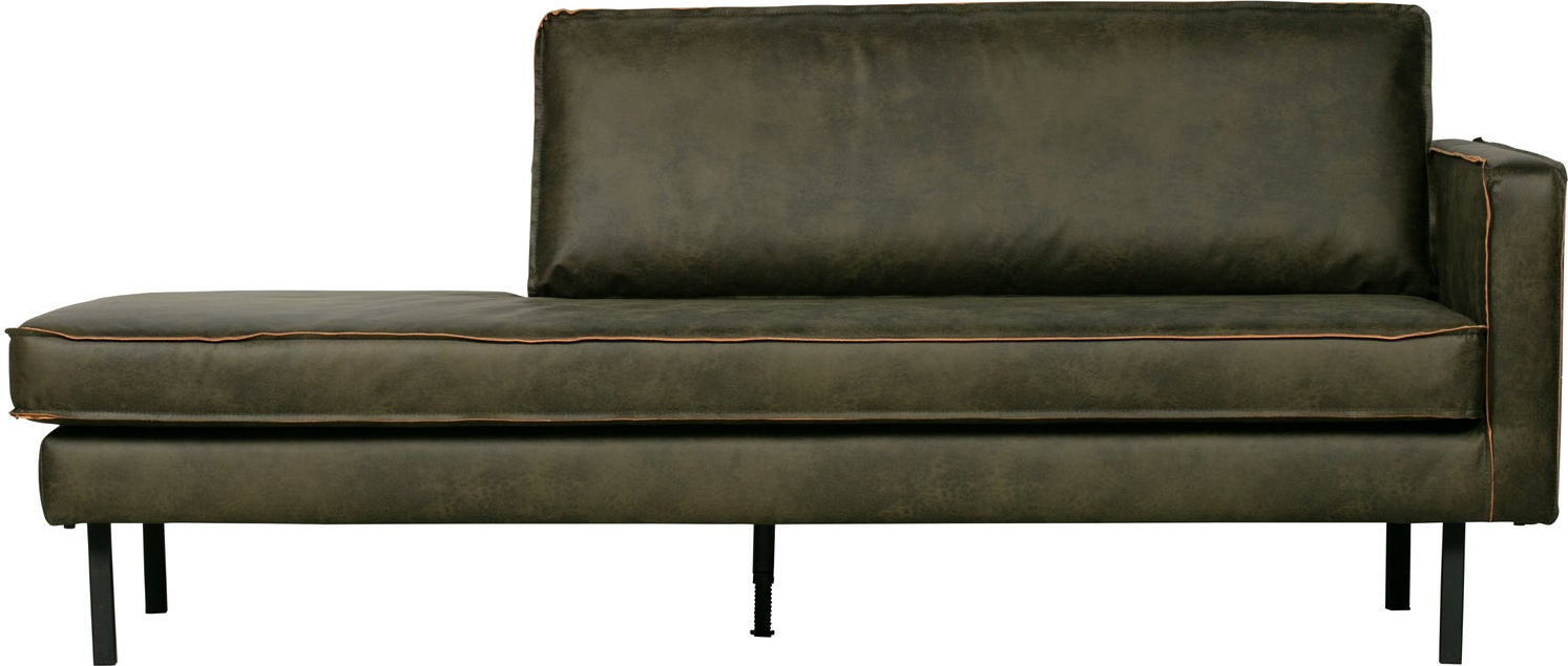Daybed Woood Rodeo Højrevendt  Ecoleder Armygrøn Loungemøbel  Metalstel  85x203x86 Cm