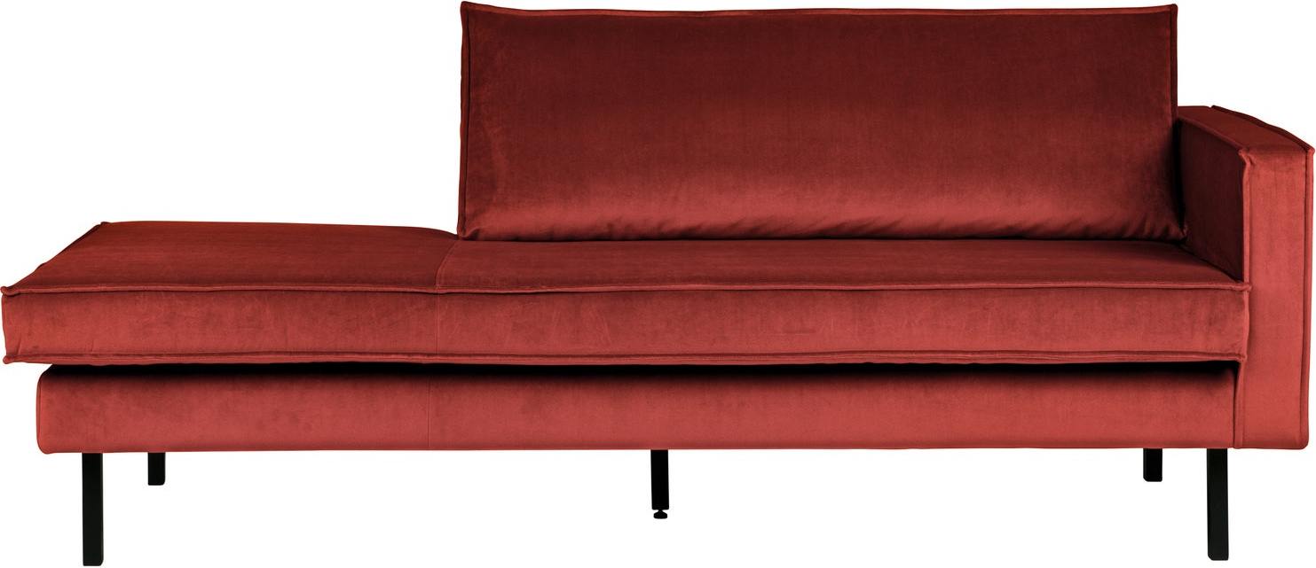 Daybed Woood Rodeo Højrevendt Kastanjebrun Velour  Slanke Metalben