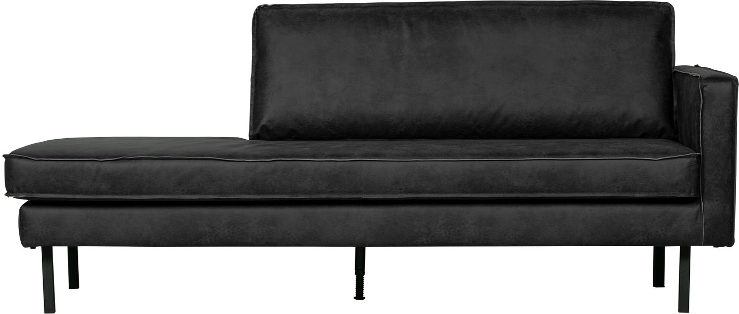 Daybed Woood Rodeo Højrevendt  Sort Ecoleather Læderlook  Metalben  203   86 Cm