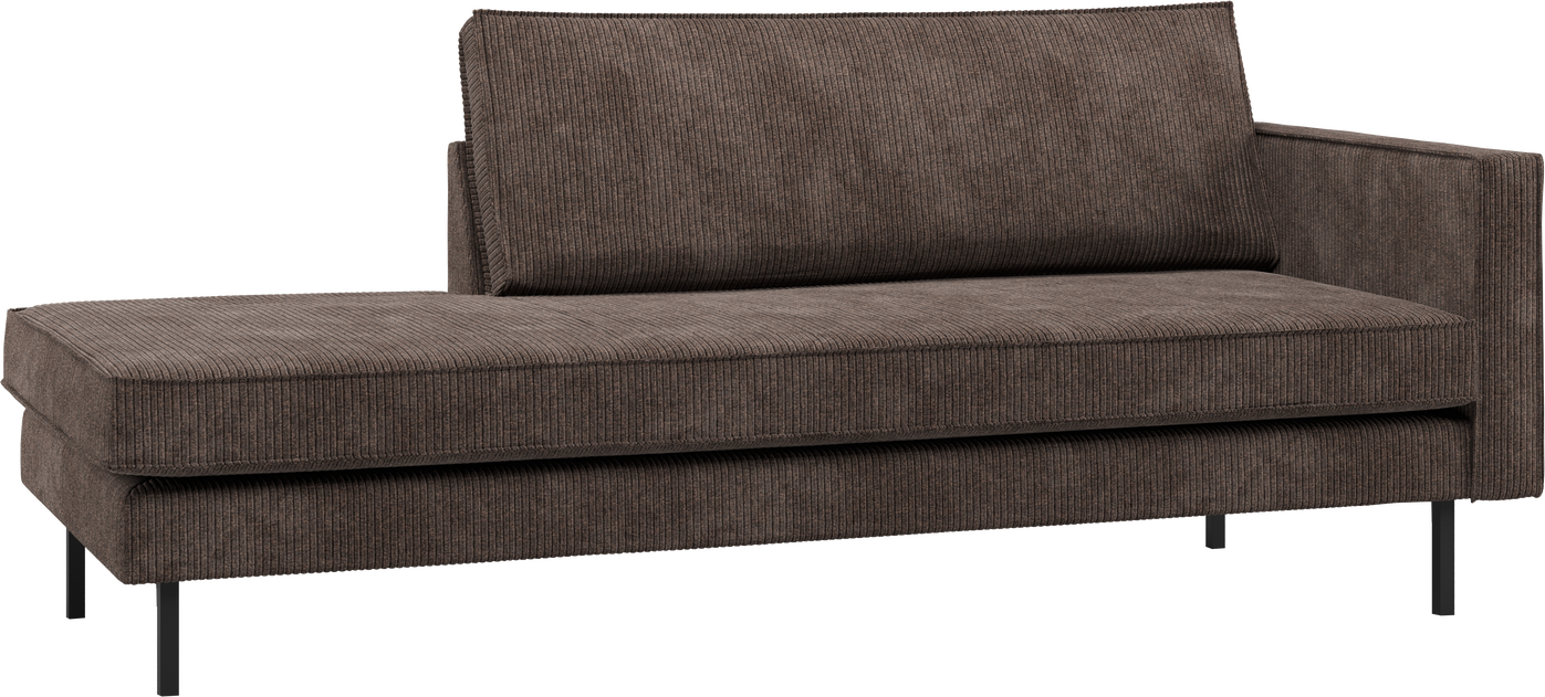 Daybed Woood Rodeo Højrevendt 203x86 Cm Brun Ribstof Velours