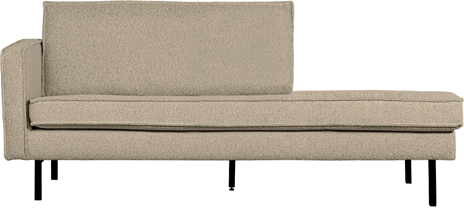 Daybed Woood Rodeo Venstrevendt  Beige Bouclé Loungemøbel Med Metalben
