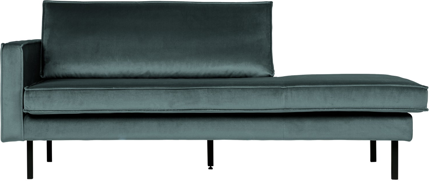 Daybed Woood Rodeo Venstrevendt 203 Cm Dyb Blå Fløjl Velour Med Metalben  Fast Siddekomfort
