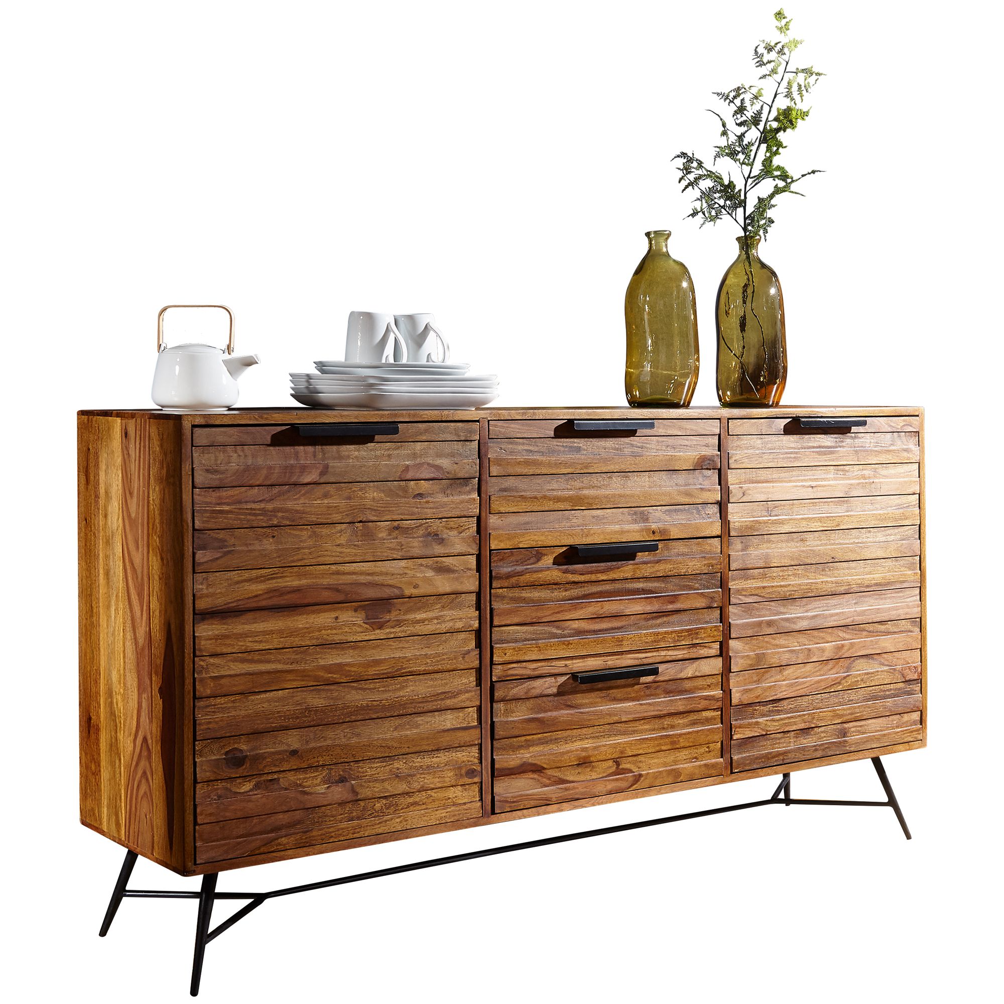 Designer Skænk  160x40x88 Cm  Massivt Træ