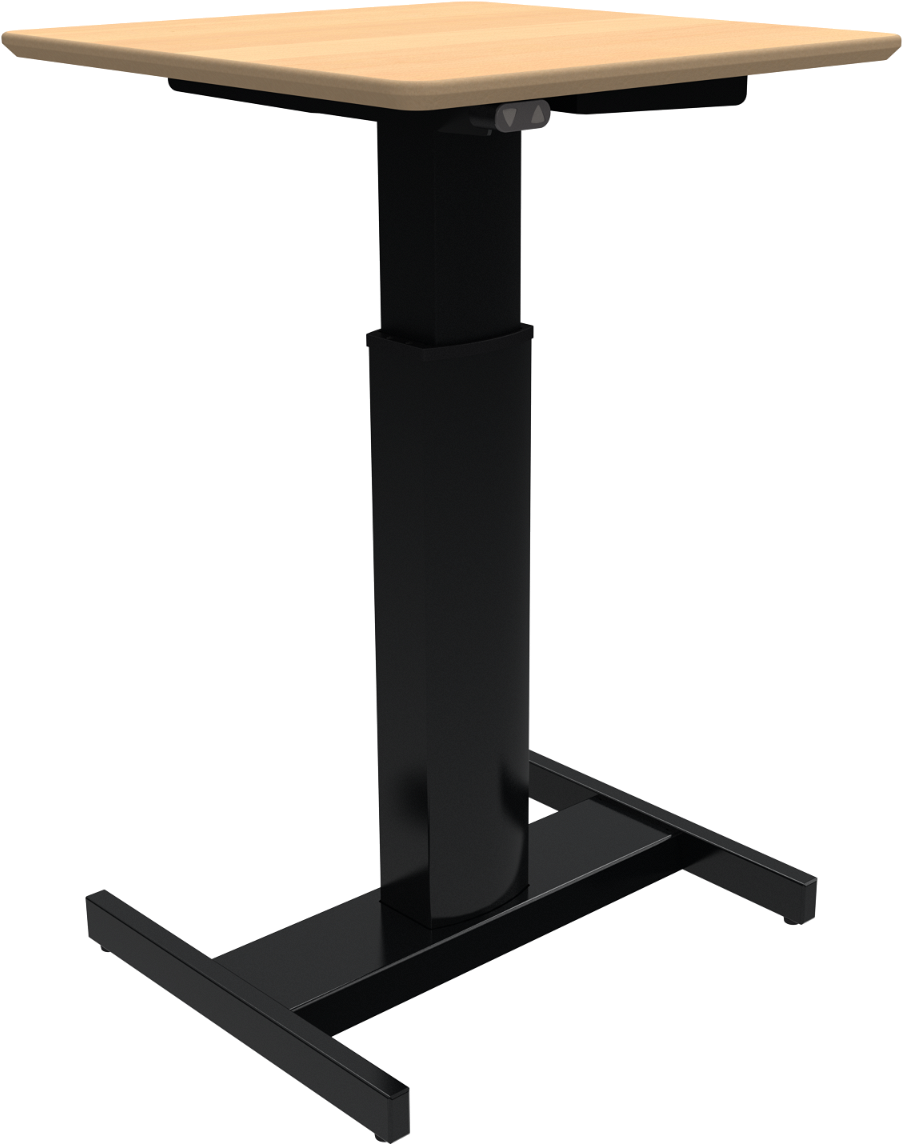 Enkeltben Hæve- Sænkebord Højdejusterbart Skrivebord Zennord Fluidform 68-120 Cm 60x60 Cm Natur Sort Med Hjul Og Batteri