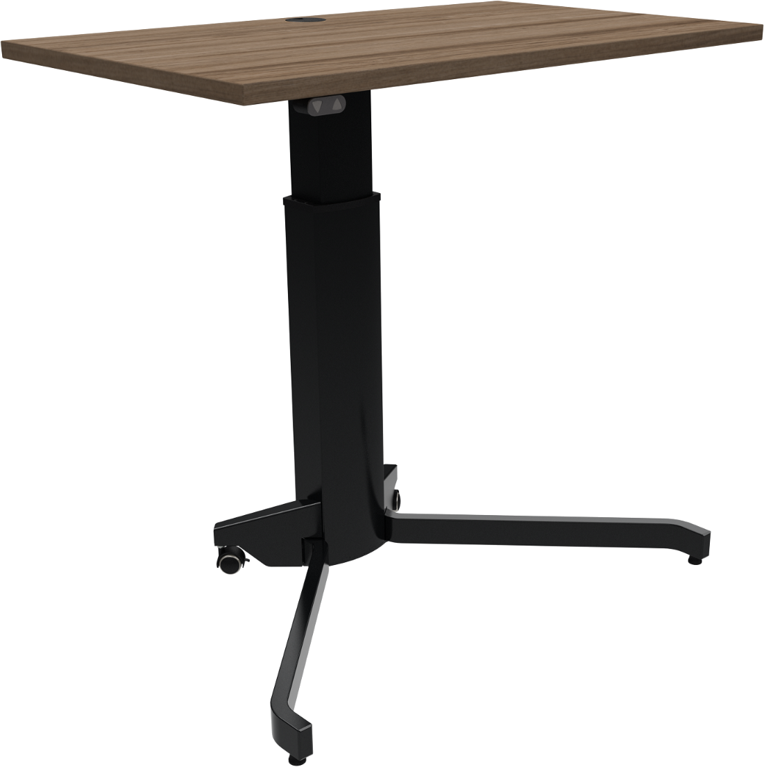 Enkeltben Hæve Sænkebord Zennord Aerotable Højdejusterbart Skrivebord Med Låsbare Hjul Mørk Natur Sort 68-120 Cm