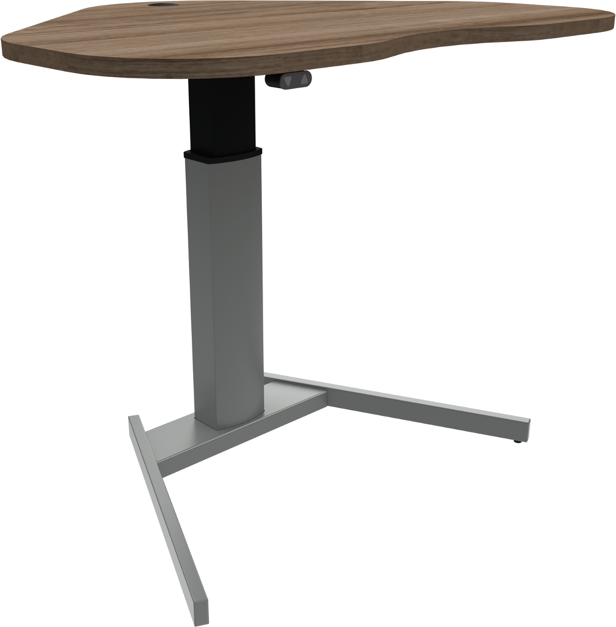 Enkeltben Hæve- Sænkebord Zennord Flexiposture Hjerteformet Valnød Sølv 117x90 Cm Højde 68-120 Cm