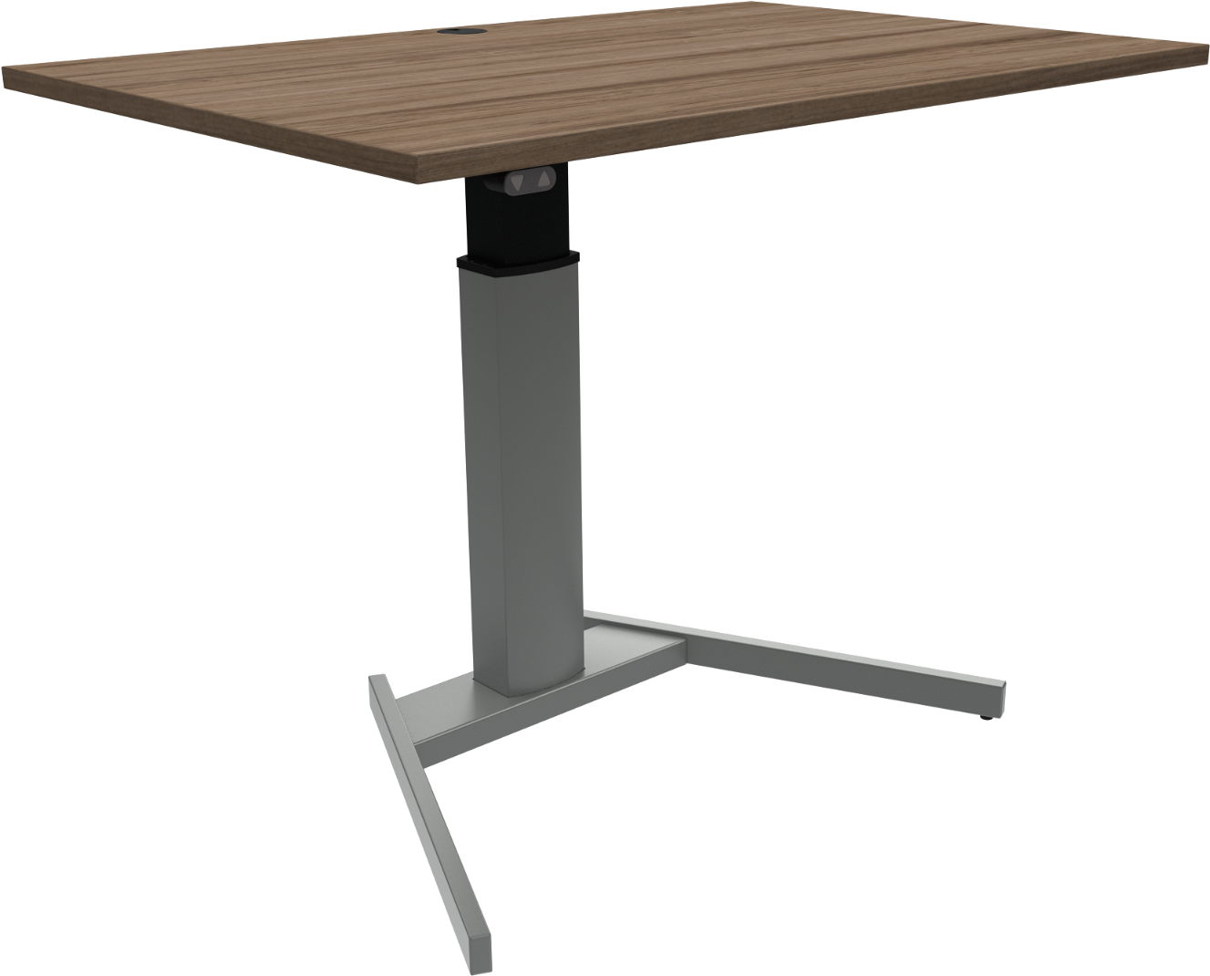 Enkeltben Hæve- Sænkebord Zennord Flexiposture Sit-stand Bord Firkantet 120x80 Cm Valnød Sølv Højdejusterbart 68-120 Cm