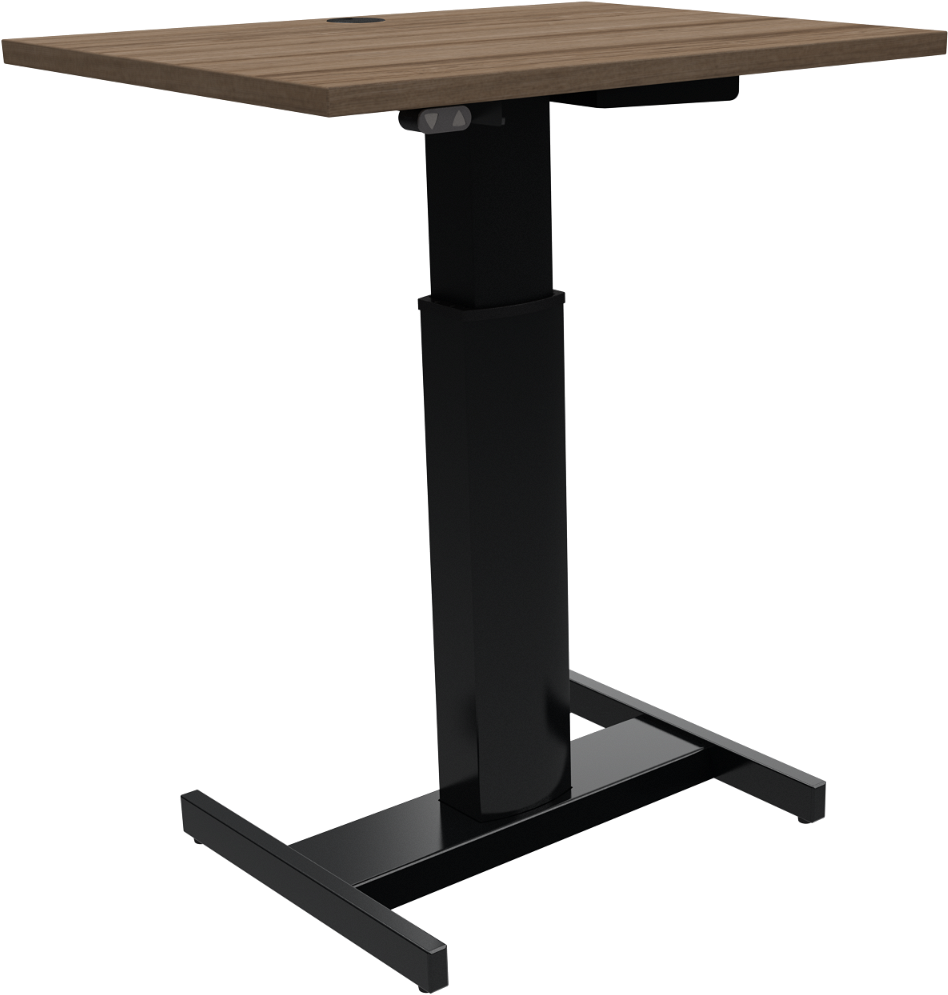 Enkeltben Hæve- Sænkebord Zennord Fluidform Højdejusterbart Valnød Sort Med Hjul Og Batteri 80x60 Cm
