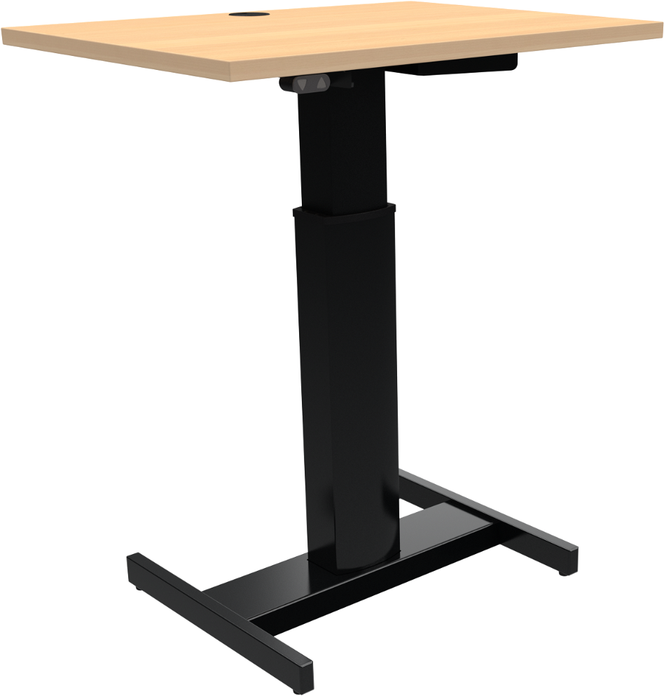 Enkeltben Hæve- Sænkebord Zennord Fluidform Natur Sort 80x60cm Justerbar 68-120cm