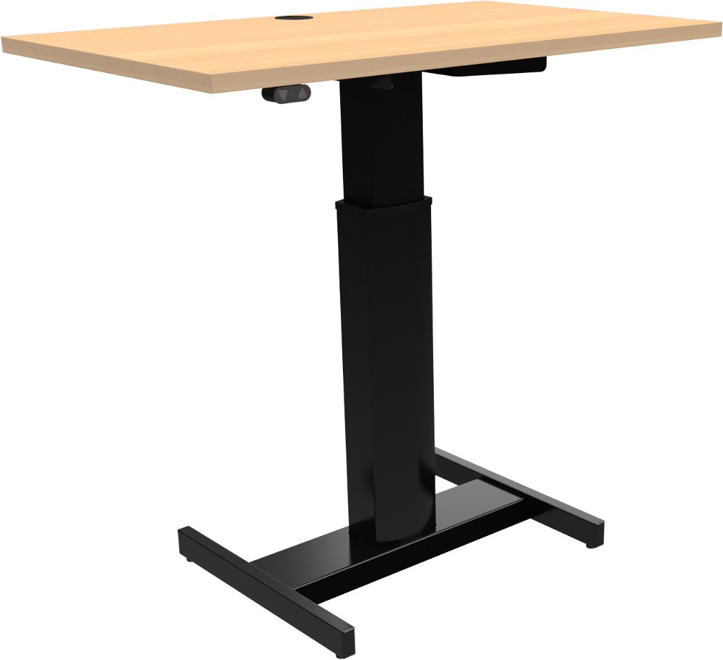 Enkeltbenet Hæve- Sænkebord Zennord Fluidform 68-120 Cm 100x60 Cm Natur Sort Med Hjul Og Batteridrift
